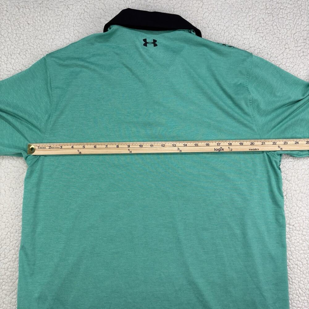 Under Armour Shirt Playoff Polo Turquoise Black Stripes Performance Mens XL Golf - Picture 5 of 6